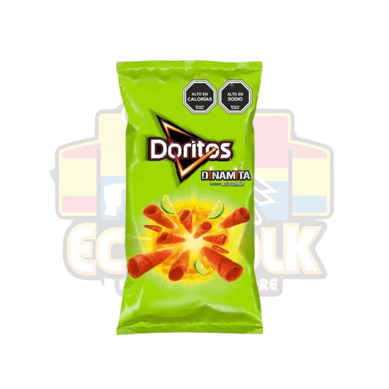 Doritos Dinamita Chili Limón: Compra chips de tortilla picantes y ácidos. El snack crujiente con sabor a chile y limón.