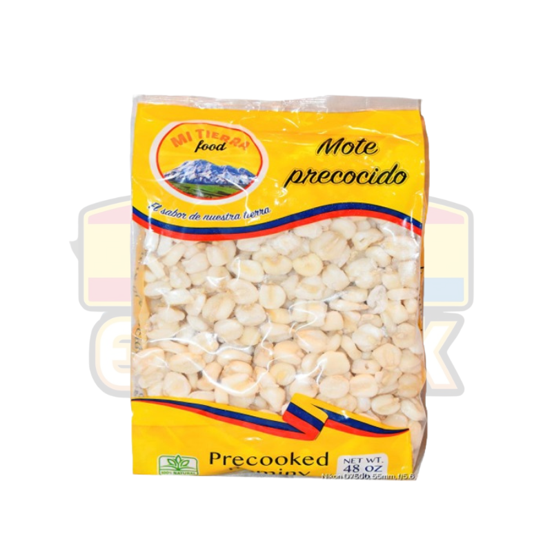mote precocido, mote Mi Tierra, maíz blanco cocido, productos andinos, comida ecuatoriana tradicional