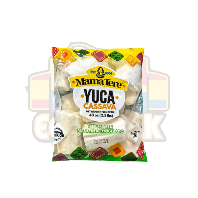 yuca congelada, yuca Mama Tere, cassava natural, productos latinos, raíz de yuca para cocinar